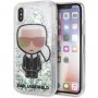 Karl Lagerfeld Iridescente ovitek z bleščicami za iPhone X / XS - jasno