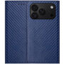 Preklopni etui z vzorcem ogljikovih vlaken za iPhone 17 Pro / 18 Pro - temno moder