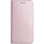 Preklopni etui z vzorcem karbonovih vlaken za iPhone 17 Pro / 18 Pro - roza
