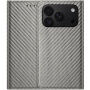 Preklopni etui z vzorcem karbonovih vlaken za iPhone 17 Pro Max / 18 Pro Max - siv