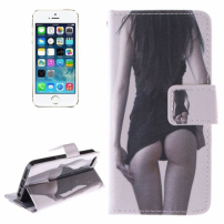 Etui z integriranim stojalom in predelkom za dokumente Apple iPhone 5 / 5S / SE (2016) - dekle s seksi ozadjem