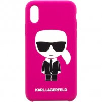 Karl Lagerfeld zaščitna silikonska prevleka za telo iPhone XR - fuksija